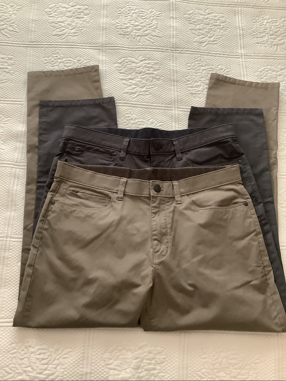 English Laundry Men's 2 Pair Set Chinos in Tan and Charcoal 34x30